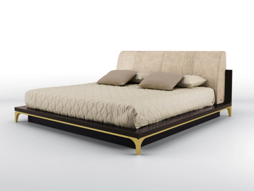 HORIZON - Solid wood bed with nabuk upholstered headboard by BRUNO ZAMPA - view 3